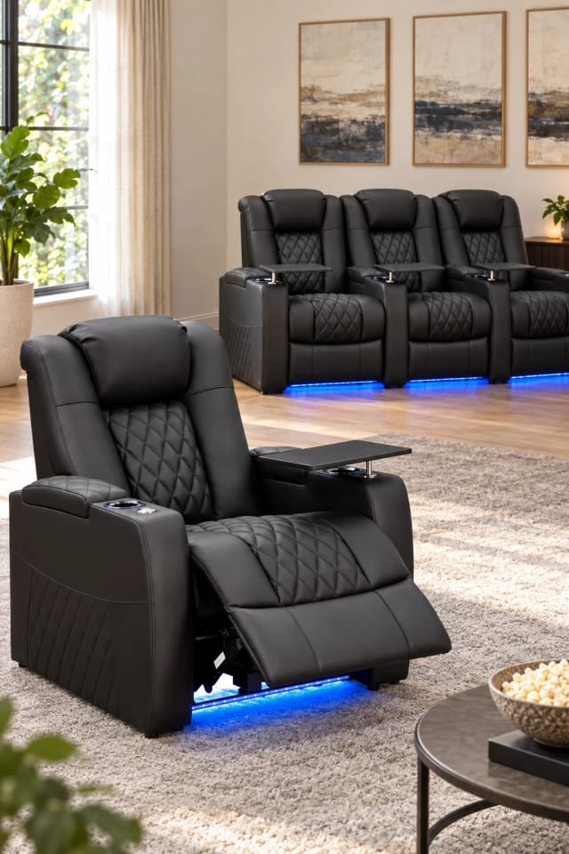 comfiroom Classic Series Home Theater Seating – Leather Recliner Sofa in a bright home