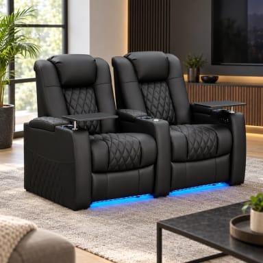 comfiroom Classic Series Home Theater Seating – Leather Recliner Sofa, 2-Seat (Loveseat Options Available)