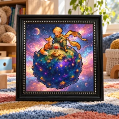 The Little Prince Cosmic Nebula Framed Wooden Art Puzzle Kit with Frame (210 Pcs)